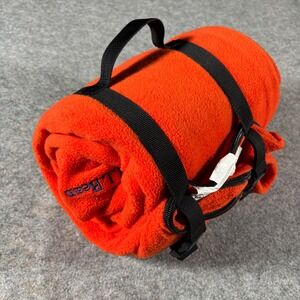 L.L.Bean Fleece Sleeping Bag Orange Zip Up Rollup Outdoor Camp 32W x 72L Hunting
